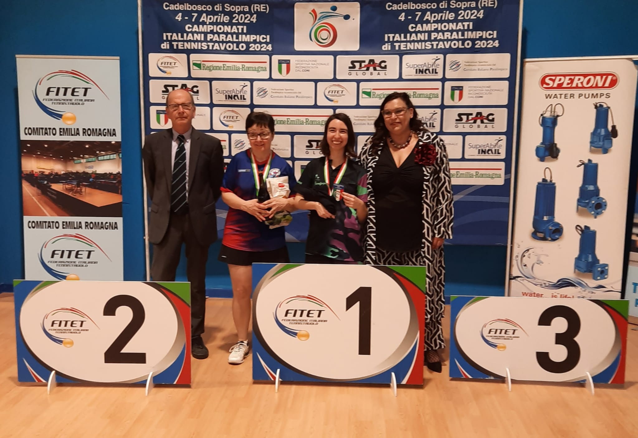 Campionati Italiani Paralimpici di Cadelbosco 2024 podio del singolare femminile di classe 8