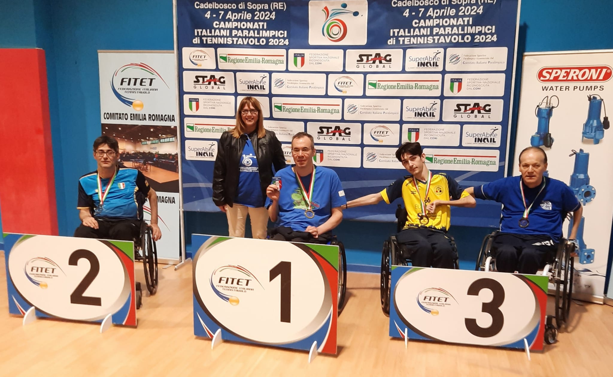 Campionati Italiani Paralimpici di Cadelbosco 2024 podio del singolare maschile di classe 1