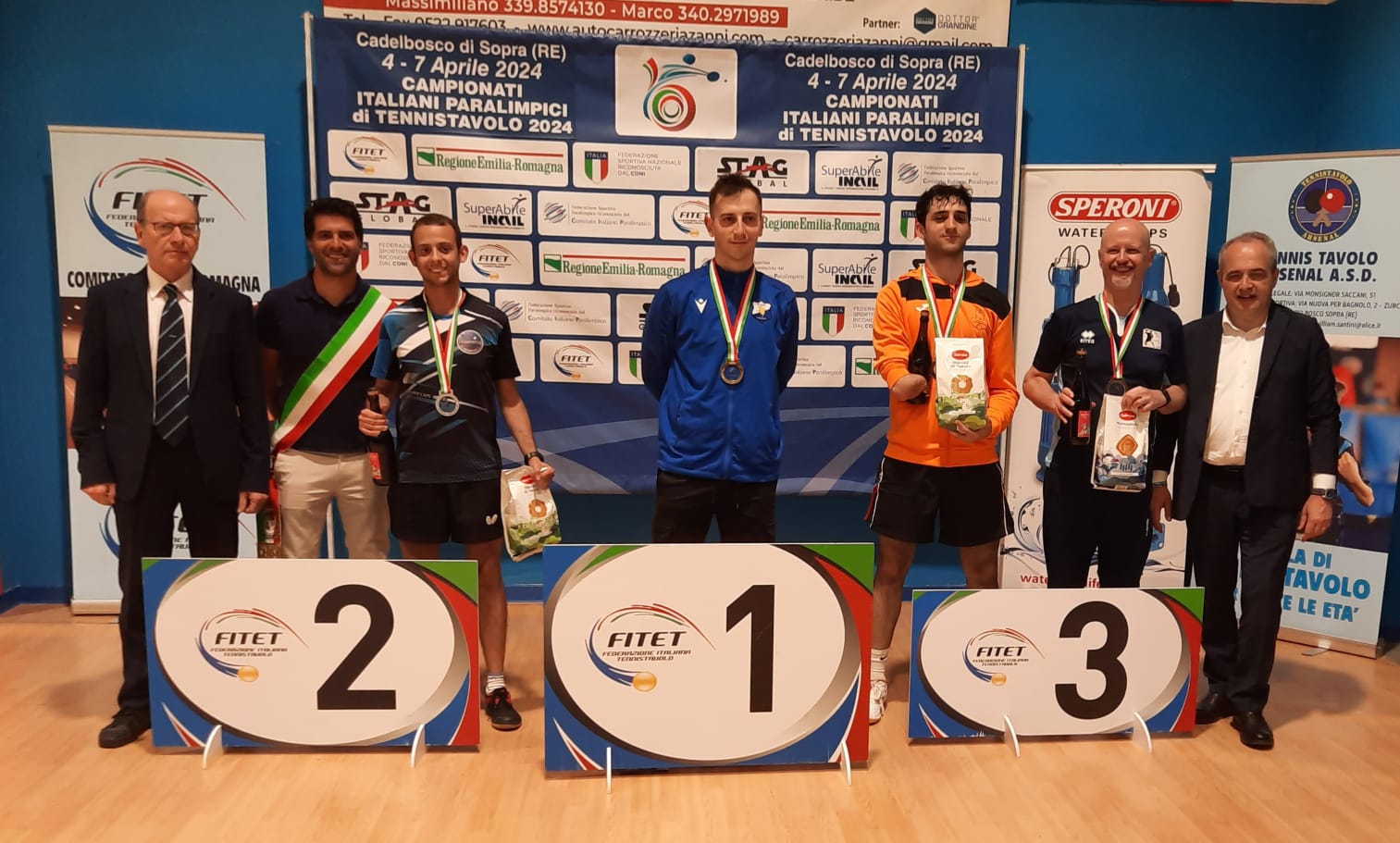 Campionati Italiani Paralimpici di Cadelbosco 2024 podio del singolare maschile di classe 10