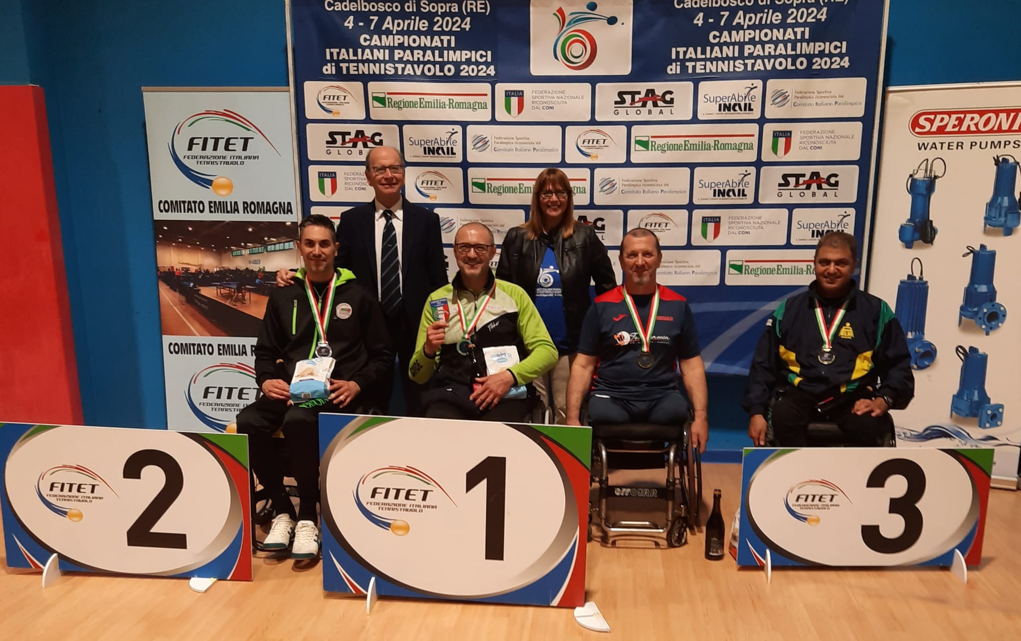Campionati Italiani Paralimpici di Cadelbosco 2024 podio del singolare maschile di classe 4