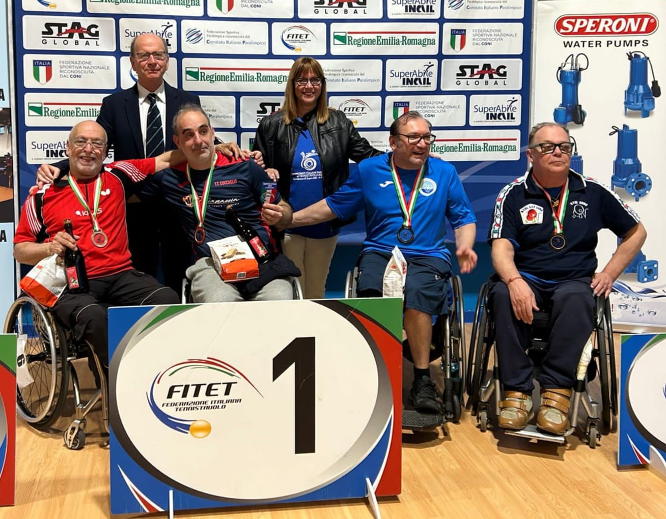Campionati Italiani Paralimpici di Cadelbosco 2024 podio del singolare maschile di classe 5