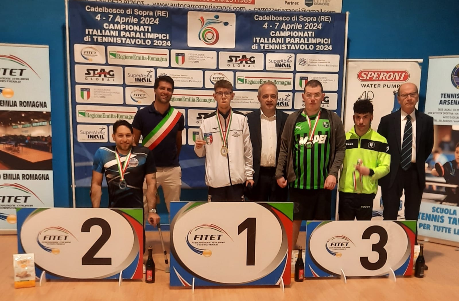 Campionati Italiani Paralimpici di Cadelbosco 2024 podio del singolare maschile di classe 6