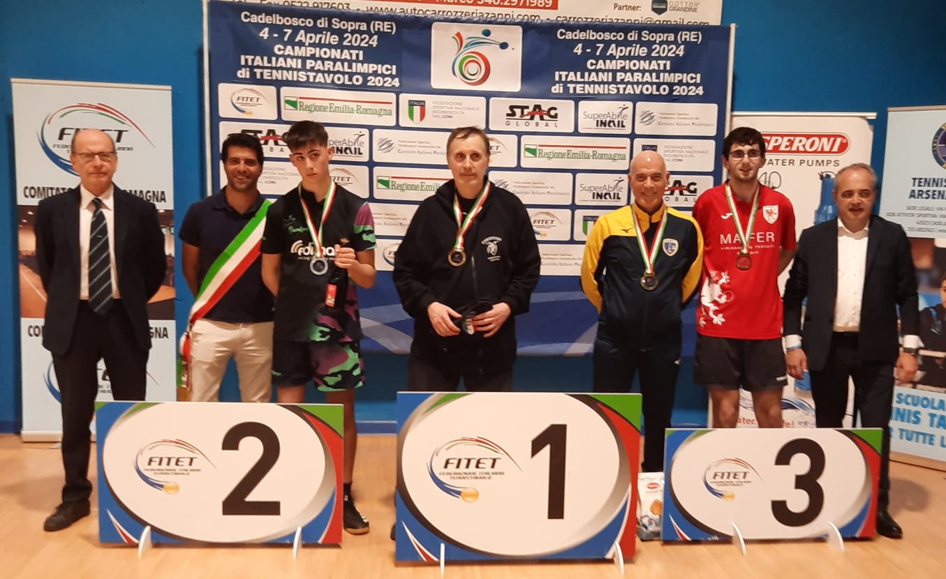Campionati Italiani Paralimpici di Cadelbosco 2024 podio del singolare maschile di classe 9
