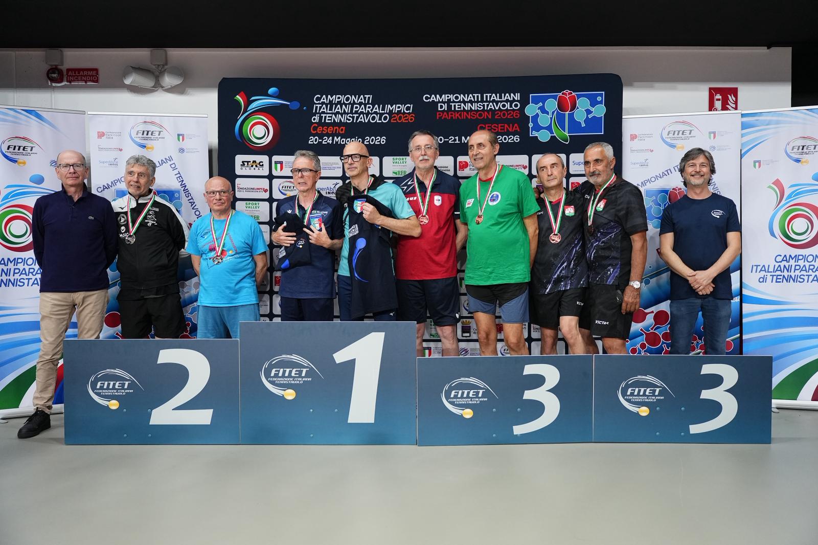 Campionati Italiani Parkinson 2026 podio del doppio maschile