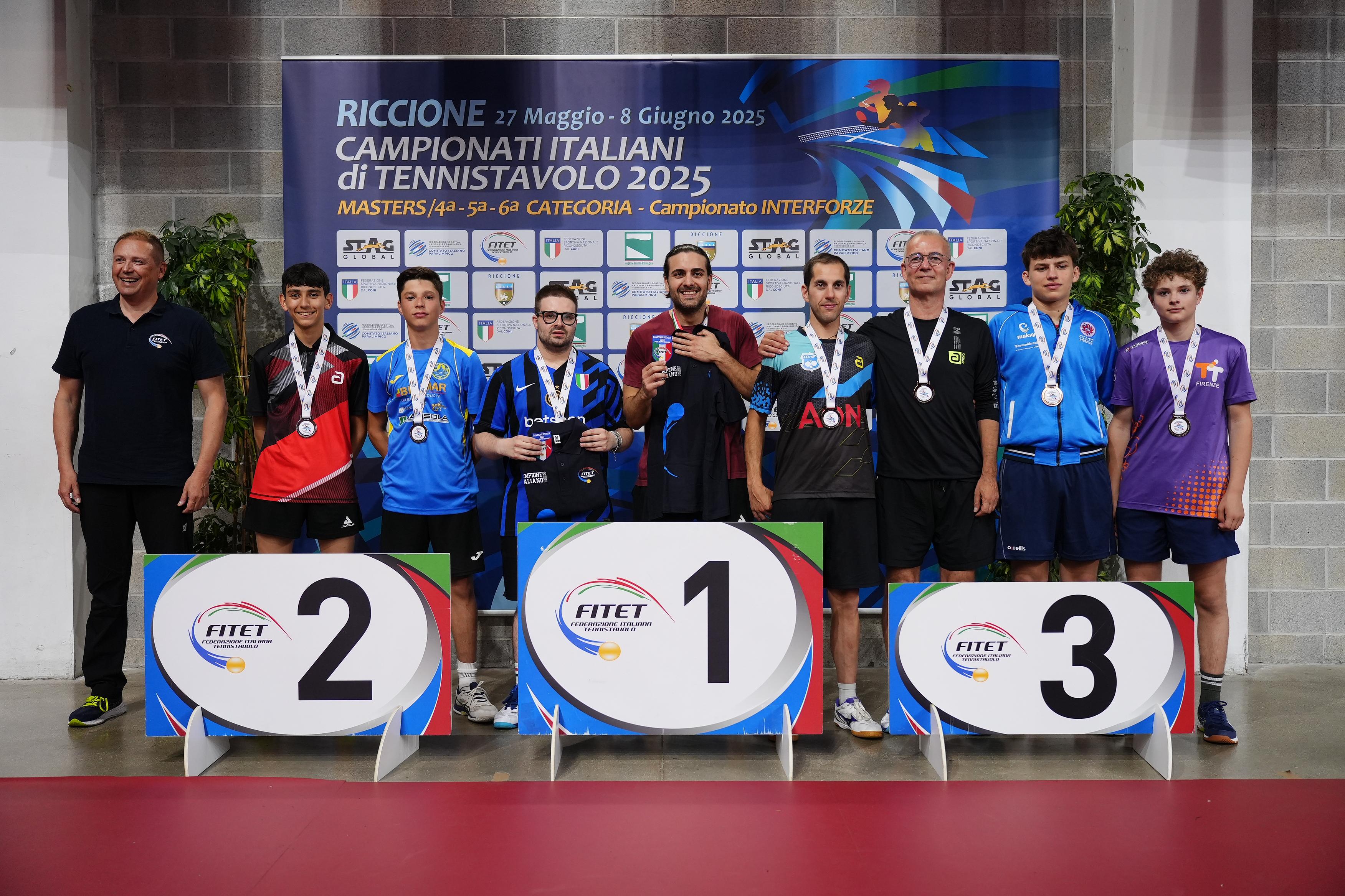 Campionati Italiani di 4ª 5ª 6ª Categoria podio del doppio maschile di quarta categoria