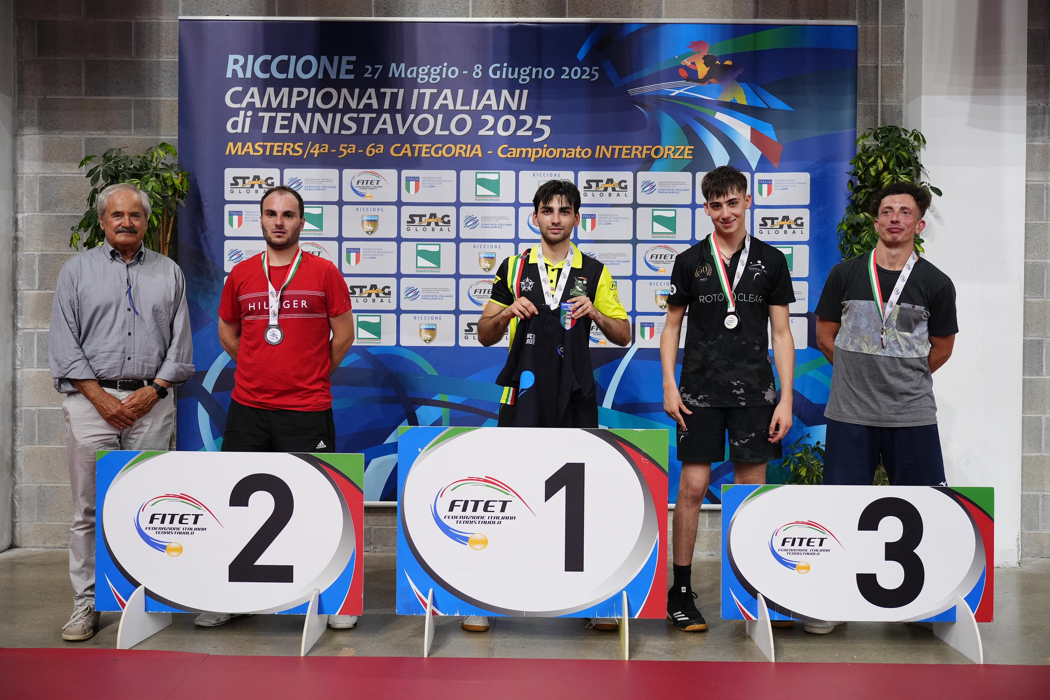 Campionati Italiani di 4ª 5ª 6ª Categoria podio del singolare maschile di quarta categoria