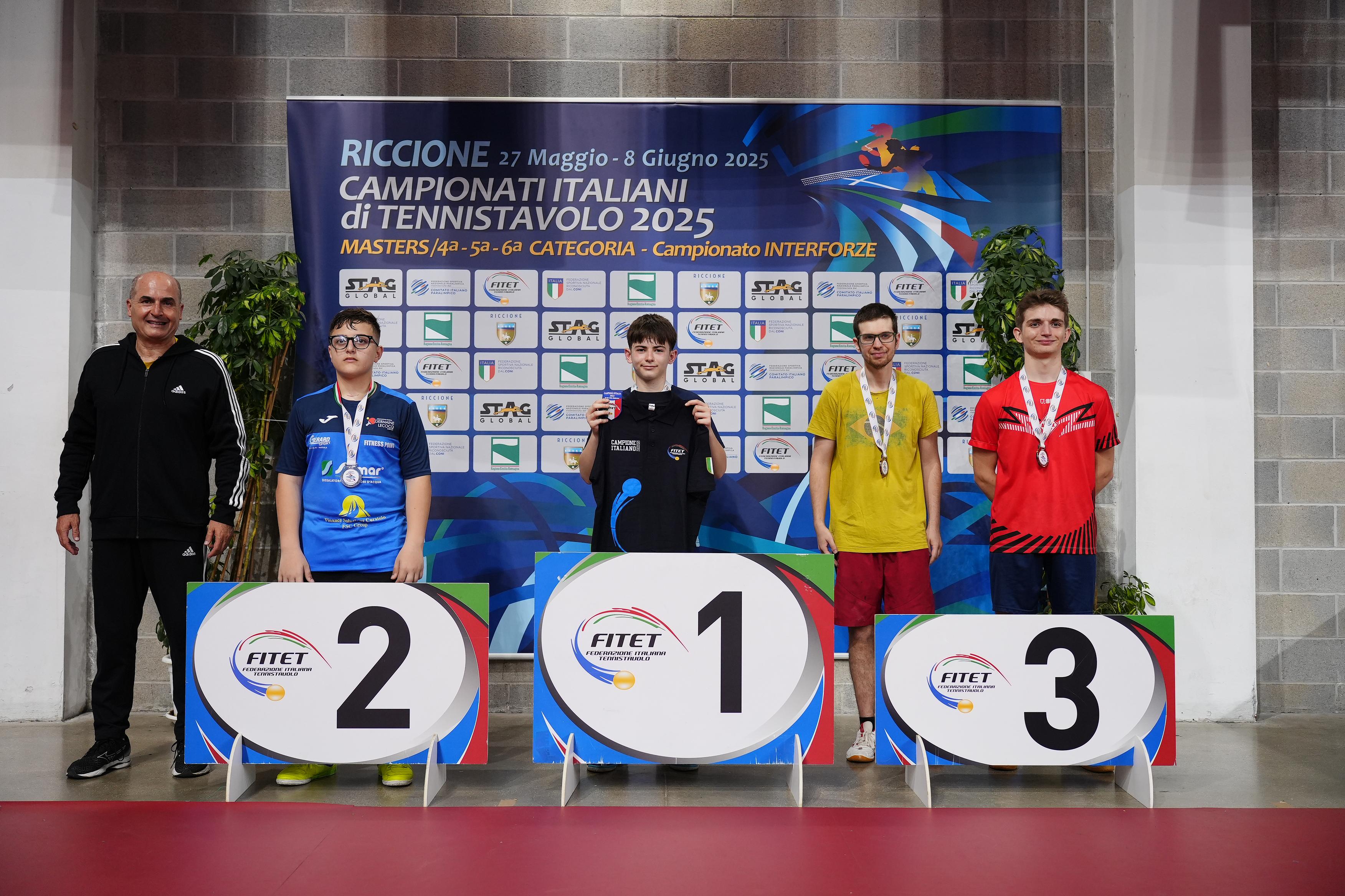Campionati Italiani di 4ª 5ª 6ª Categoria podio del singolare maschile di quinta categoria
