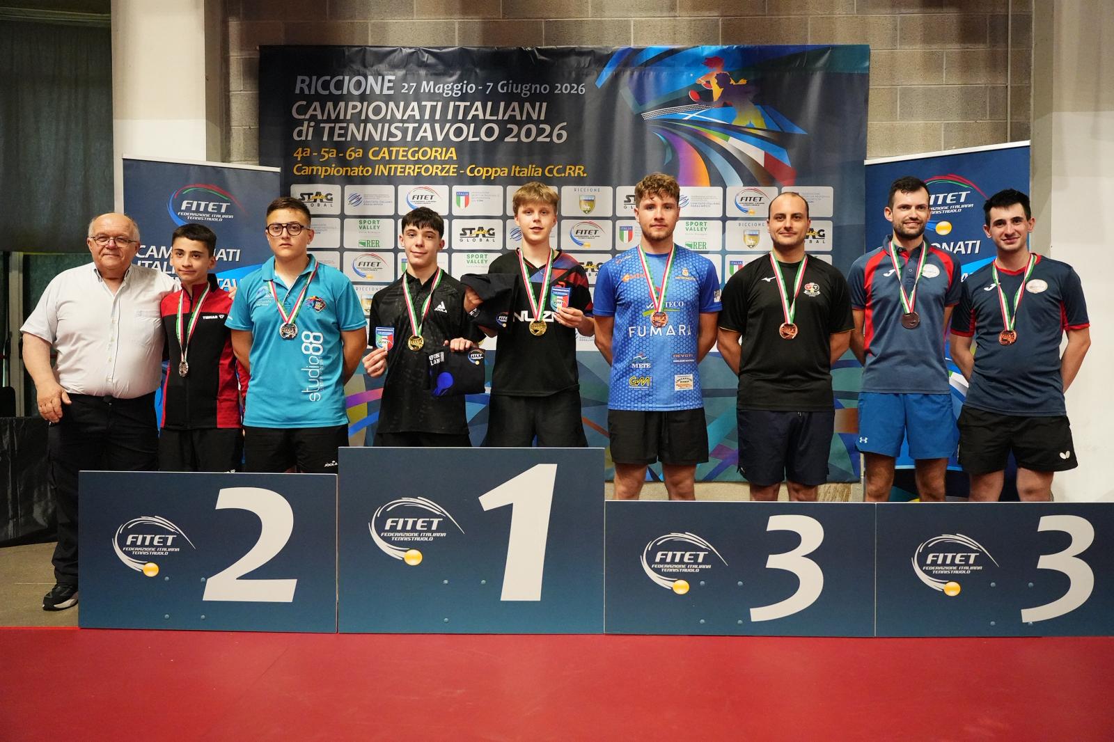 Campionati Italiani di 4ª 5ª 6ª categoria di Riccione 2026 podio del doppio maschile di quarta categoria