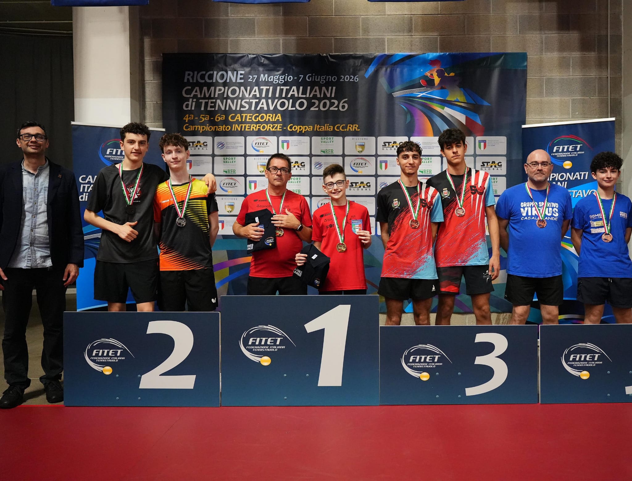 Campionati Italiani di 4ª 5ª 6ª categoria di Riccione 2026 podio del doppio maschile di quinta comple