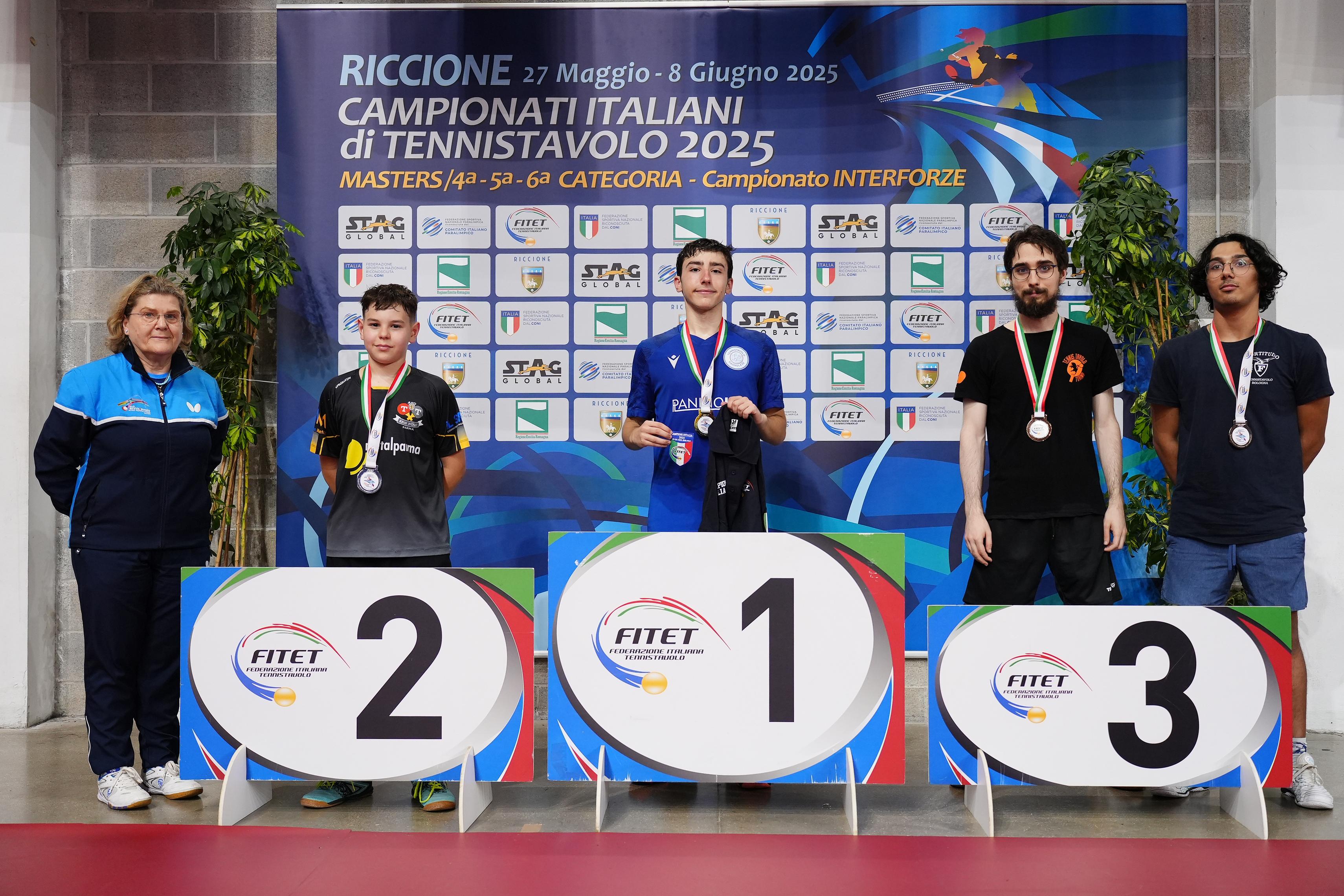 Campionati Italiani di 4ª 5ª 6ª Categoria podio del doppio singolare di sesta categoria