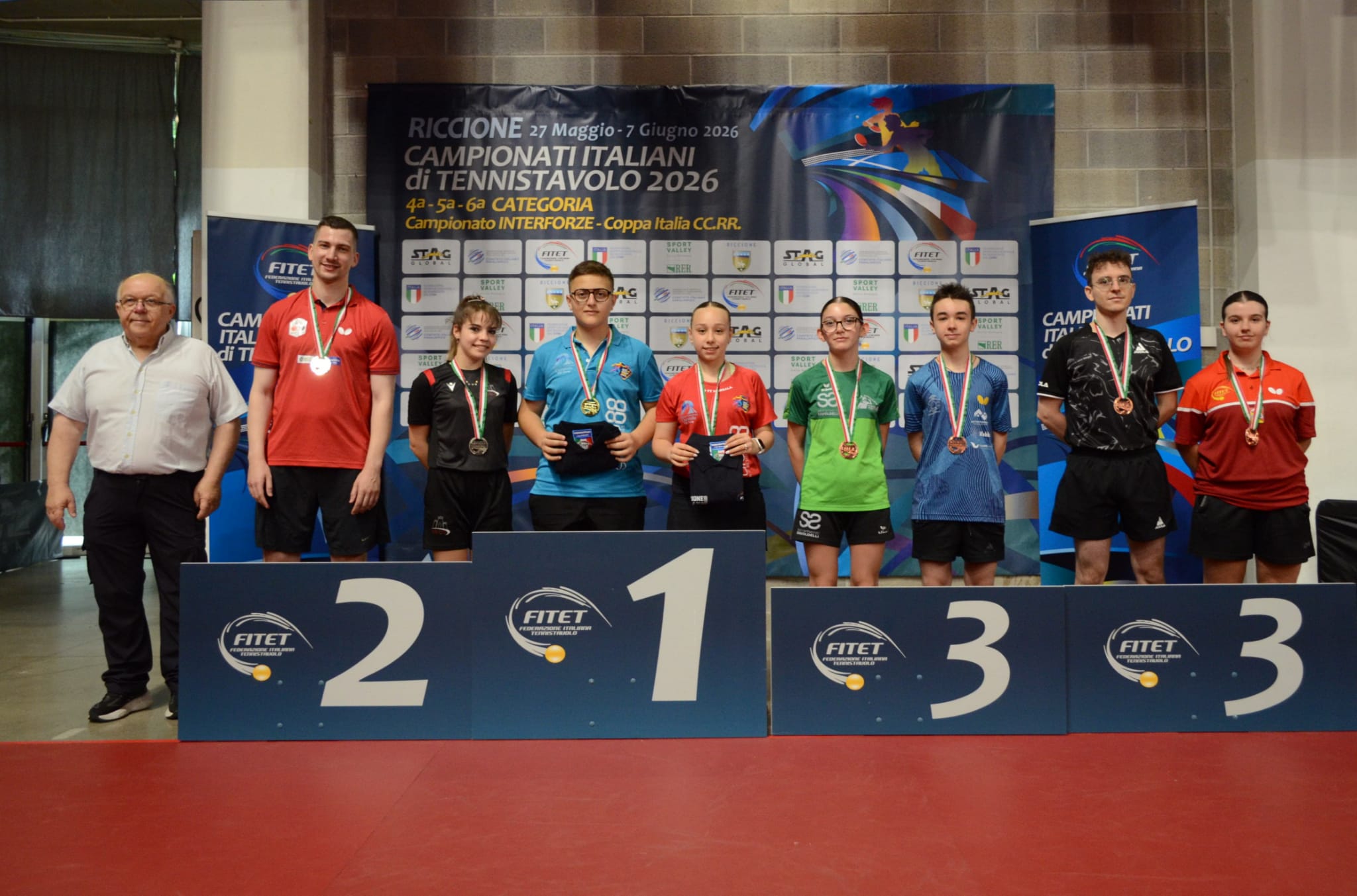 Campionati Italiani di 4ª 5ª 6ª categoria di Riccione 2026 podio del doppio misto di quarta categoria