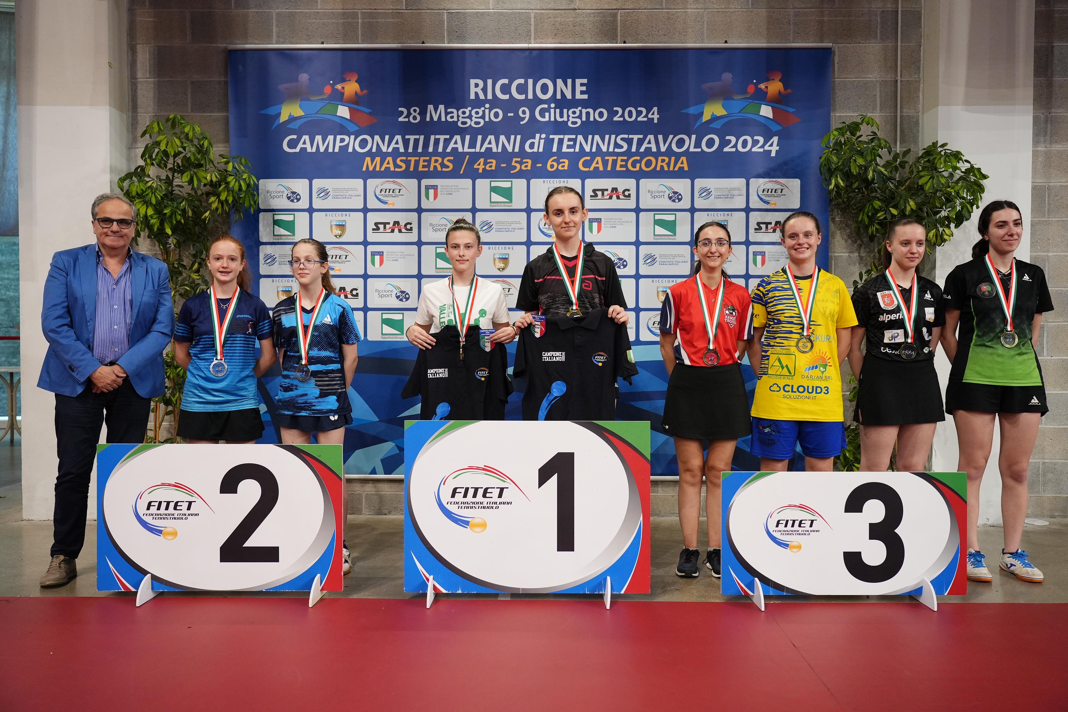 Campionati Italiani di 4ª 5ª 6ª categoria podio del doppio femminile di quarta categoria