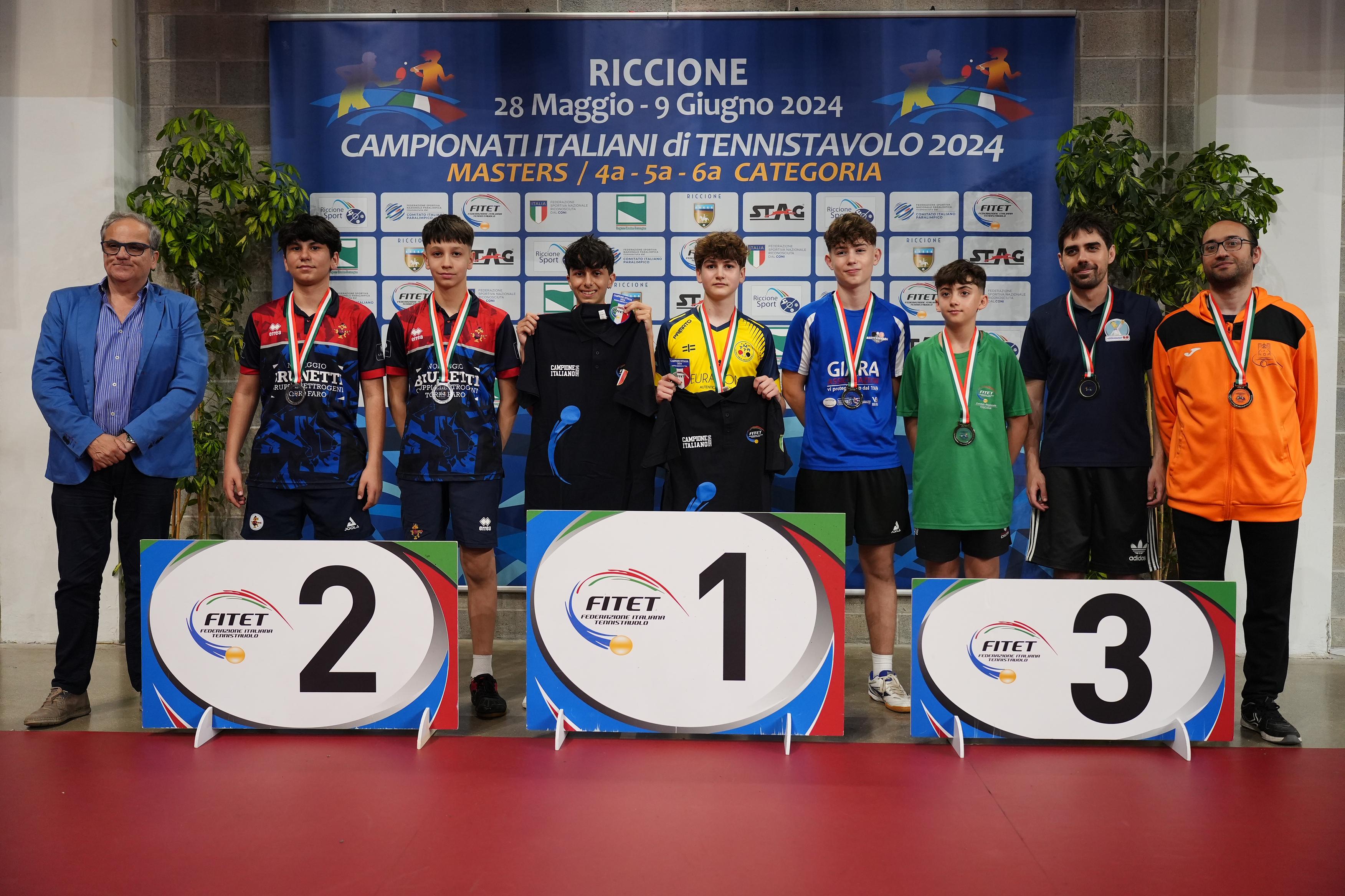 Campionati Italiani di 4ª 5ª 6ª categoria podio del doppio maschile di quarta categoria