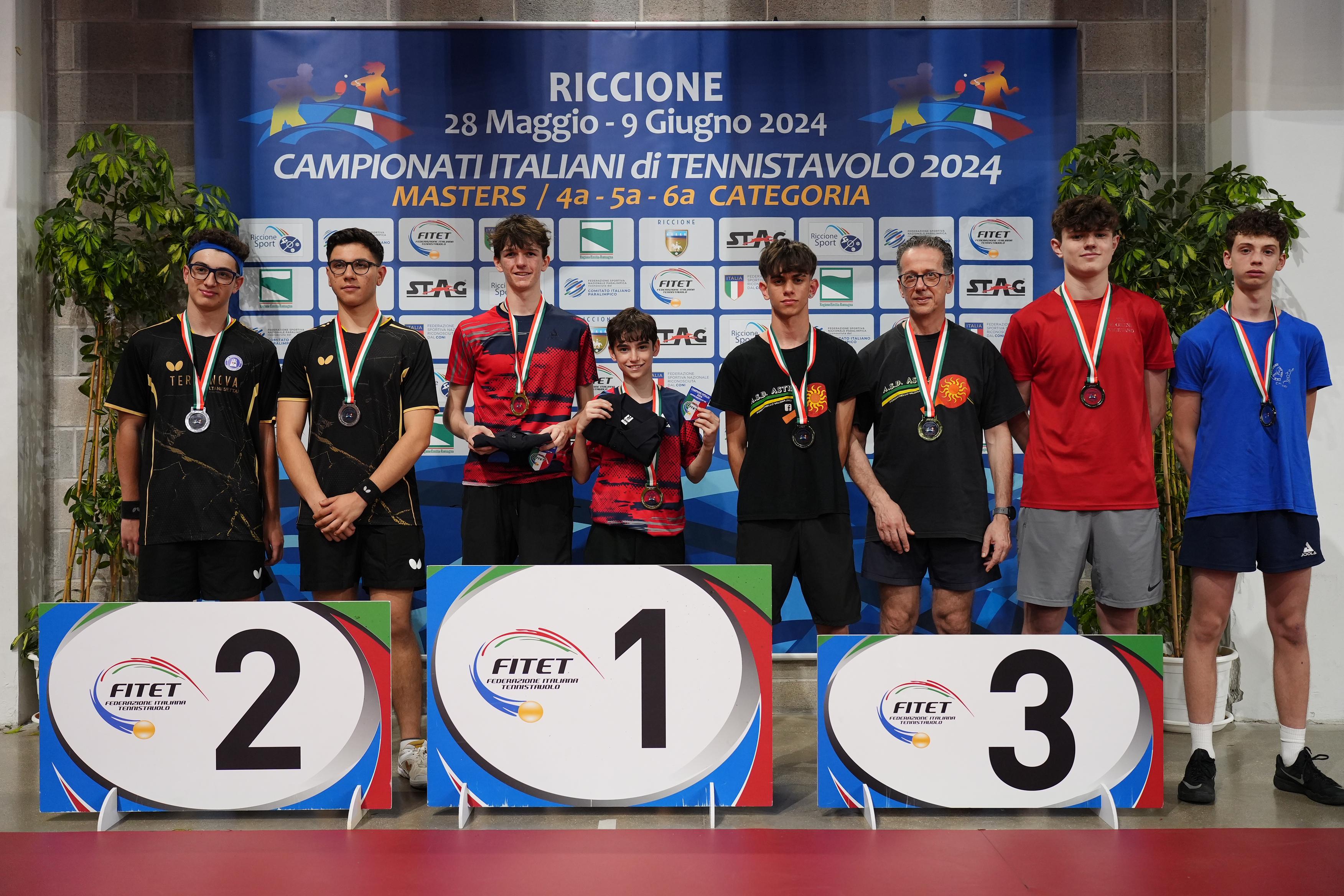 Campionati Italiani di 4ª 5ª 6ª categoria podio del doppio maschile di quinta categoria