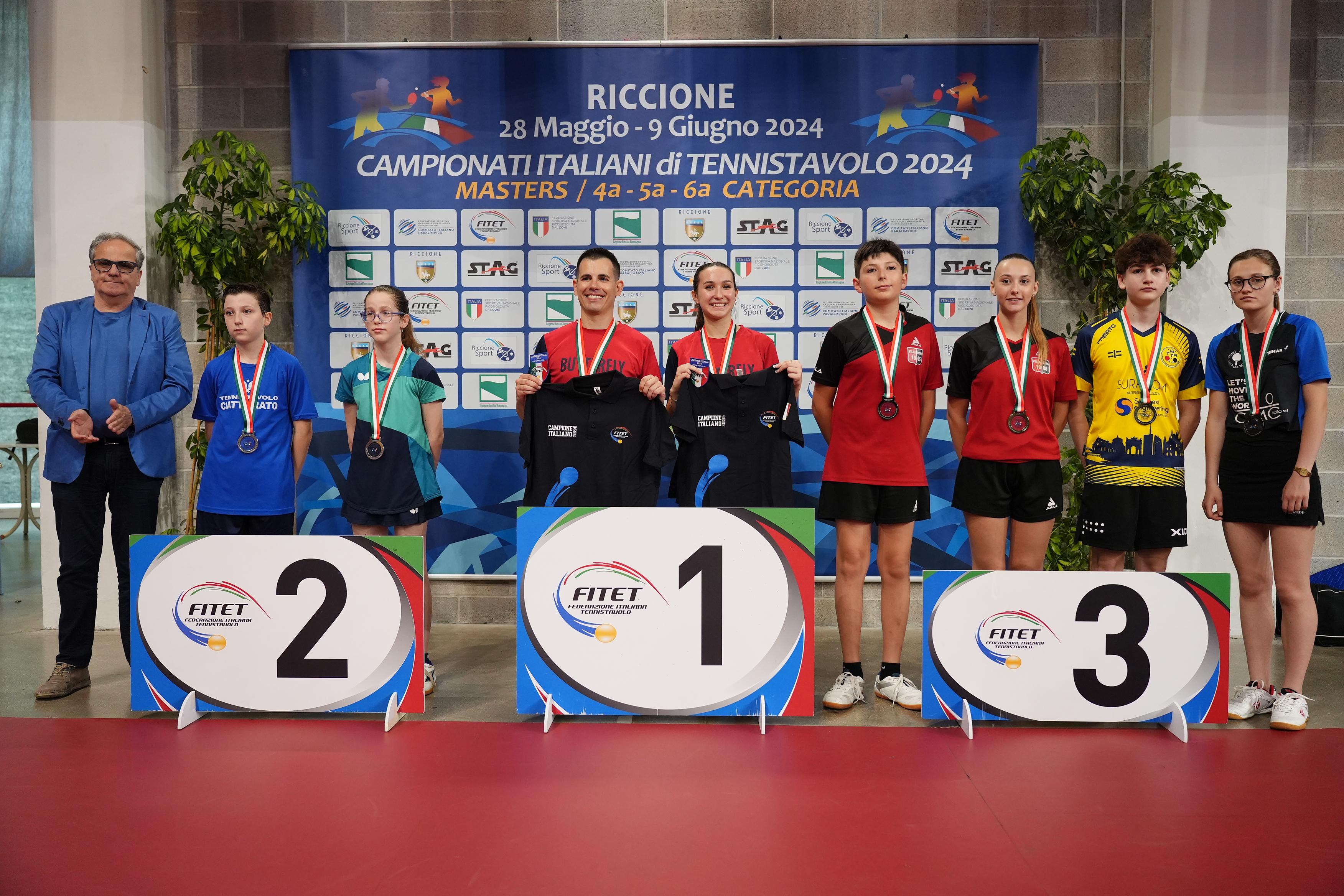 Campionati Italiani di 4ª 5ª 6ª categoria podio del doppio misto di quarta categoria