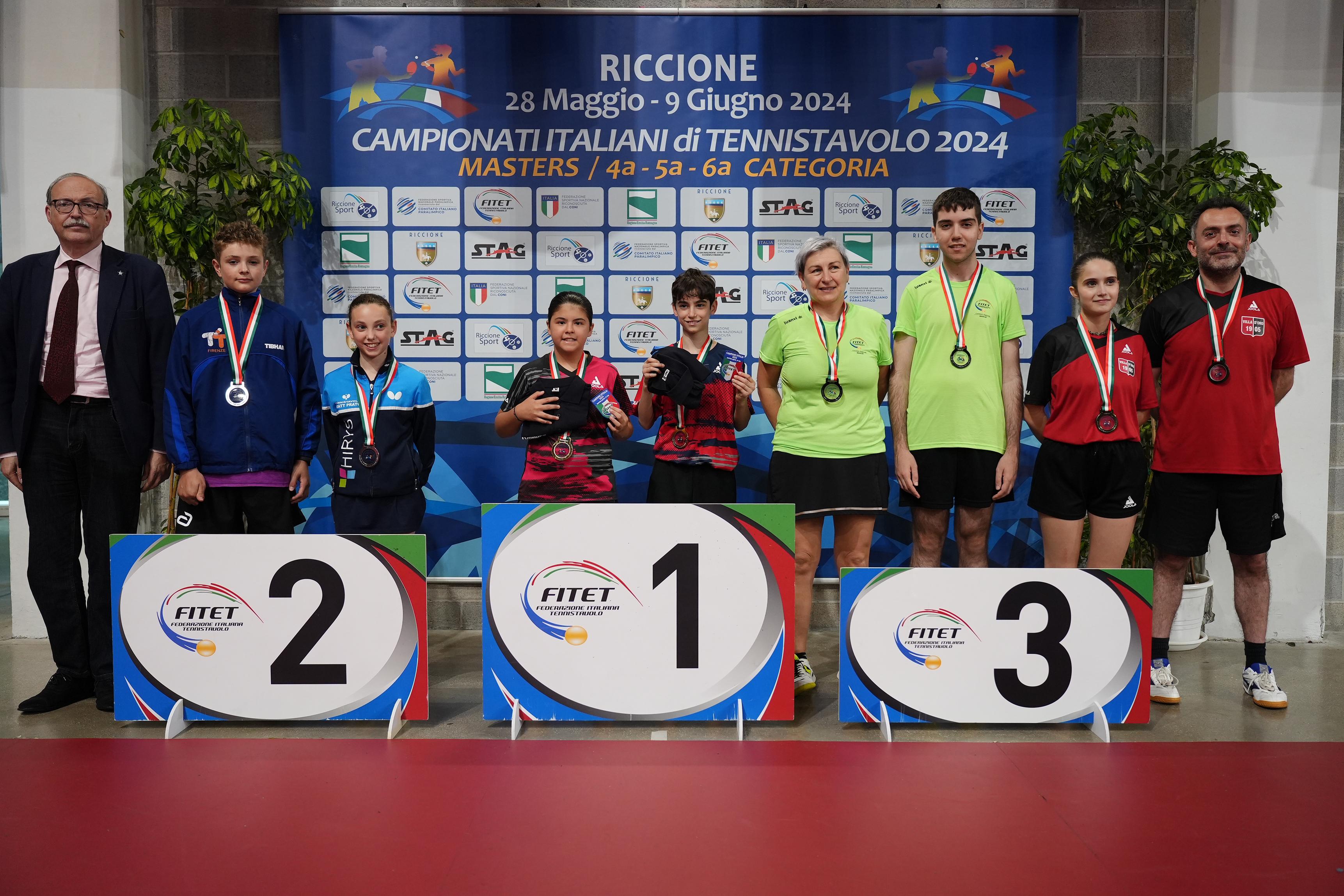 Campionati Italiani di 4ª 5ª 6ª categoria podio del doppio misto di quinta categoria