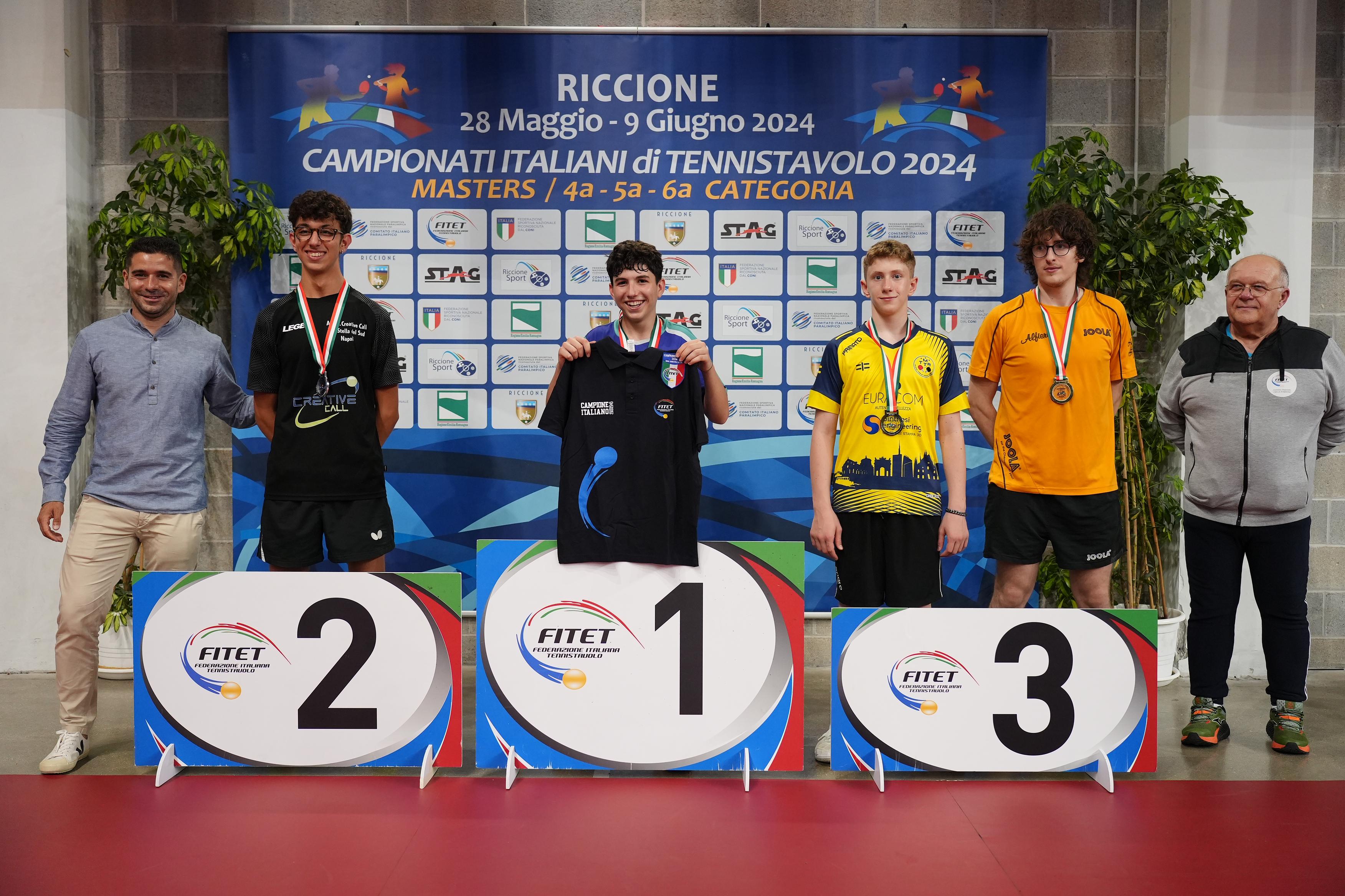 Campionati Italiani di 4ª 5ª 6ª categoria podio del singolare maschile di quarta categoria