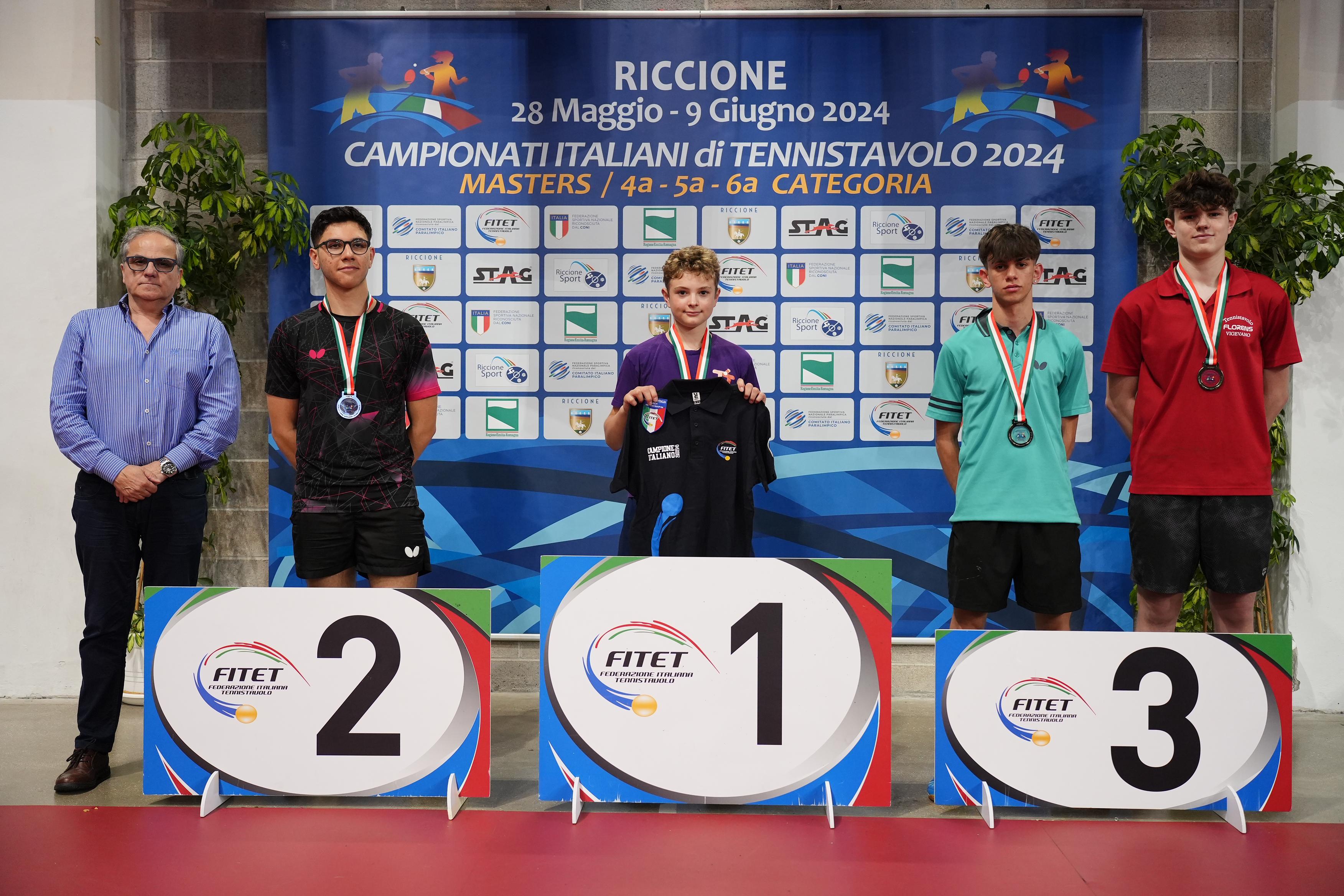 Campionati Italiani di 4ª 5ª 6ª categoria podio del singolare maschile di quinta categoria