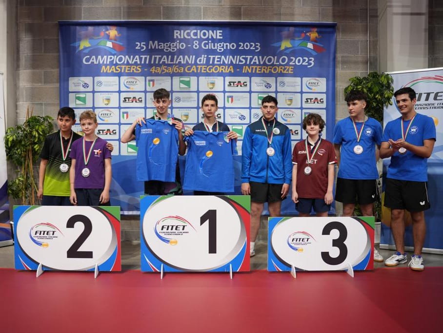 Campionati Italiani di 4ª 5ª 6ª categoria di Riccione 2023 podio del doppio maschile di sesta categoria