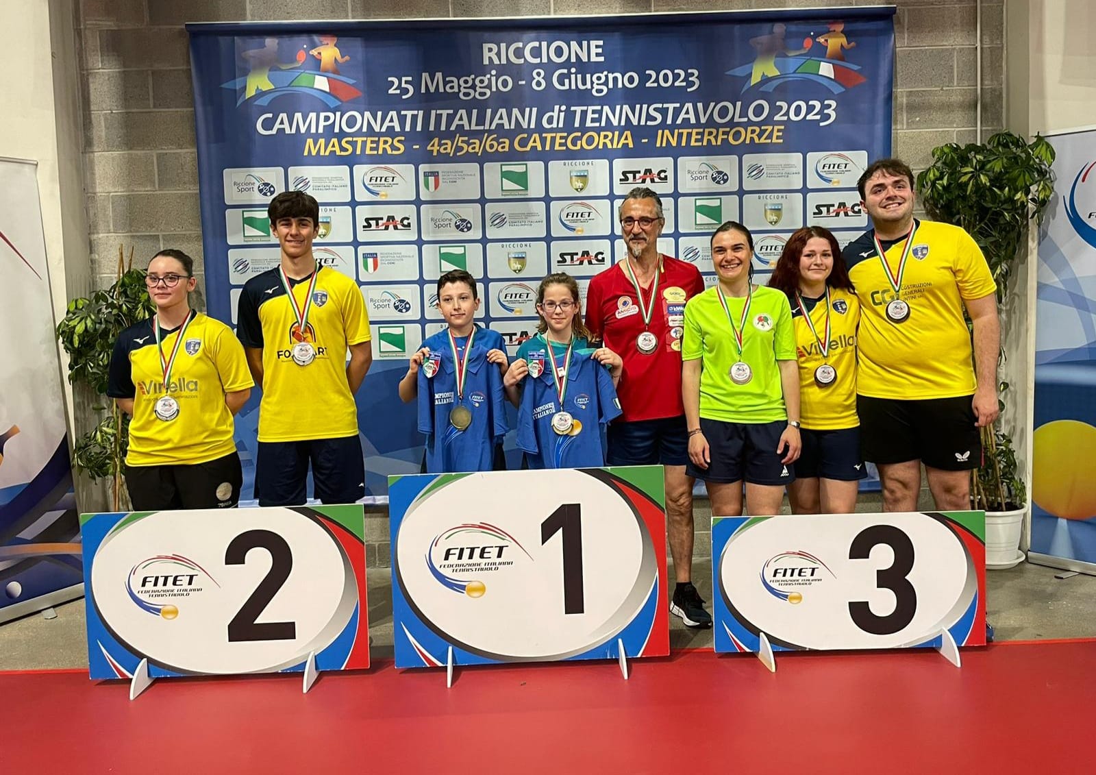 Campionati Italiani di 4ª 5ª 6ª categoria di Riccione 2023 podio del doppio misto di quinta categoria