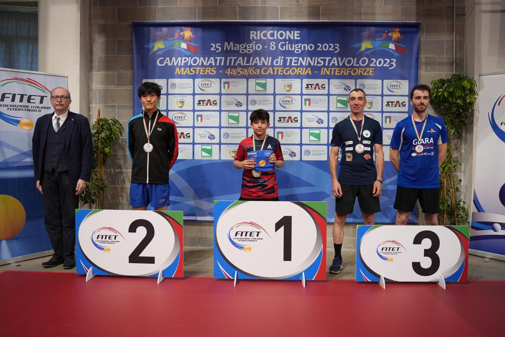 Campionati Italiani di 4ª 5ª 6ª categoria di Riccione 2023 podio del singolare maschile di quarta categoria