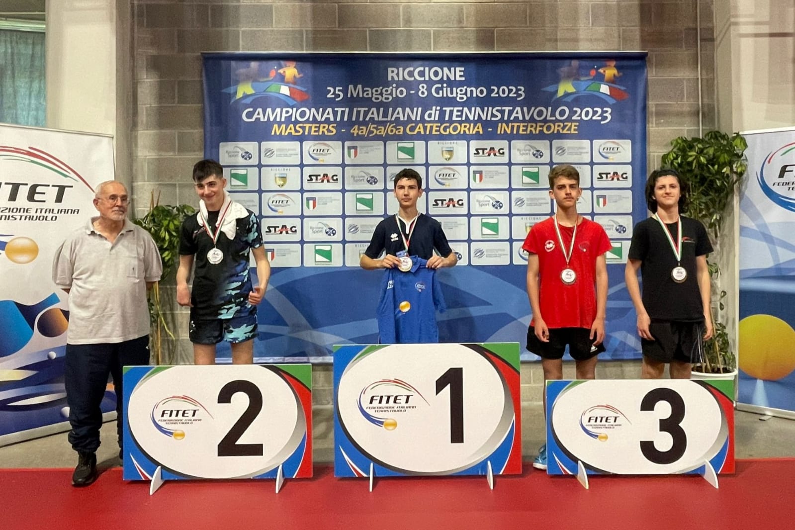 Campionati Italiani di 4ª 5ª 6ª categoria di Riccione 2023 podio del singolare maschile di sesta categoria