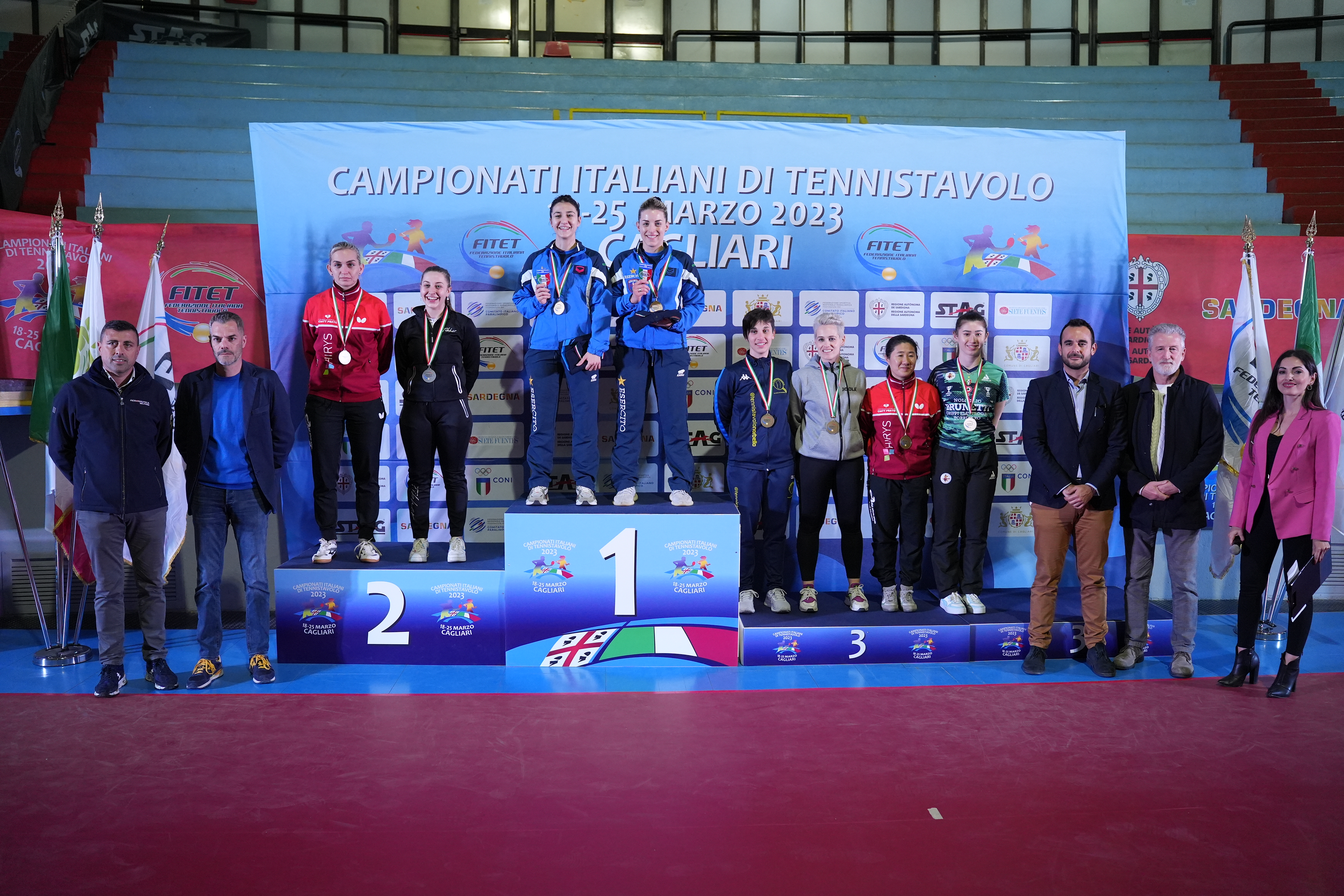 Campionati Italiani di Cagliari 2023 podio del doppio femminile assoluto