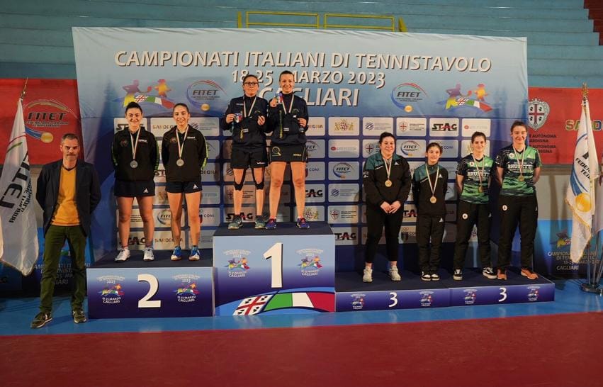 Campionati Italiani di Cagliari 2023 podio del doppio femminile di terza categoria