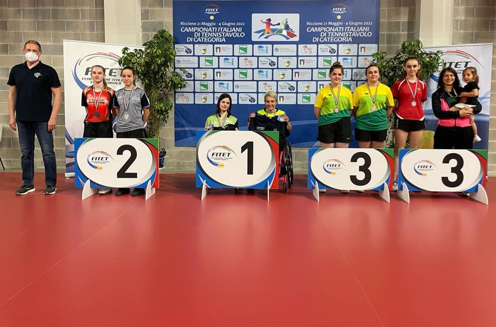 Campionati Italiani di Categoria di Riccione 2022 podio del doppio femminile di quarta categoria