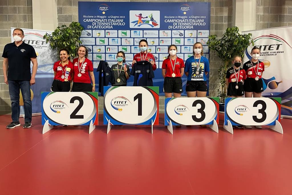 Campionati Italiani di Categoria di Riccione 2022 podio del doppio femminile di quinta categoria