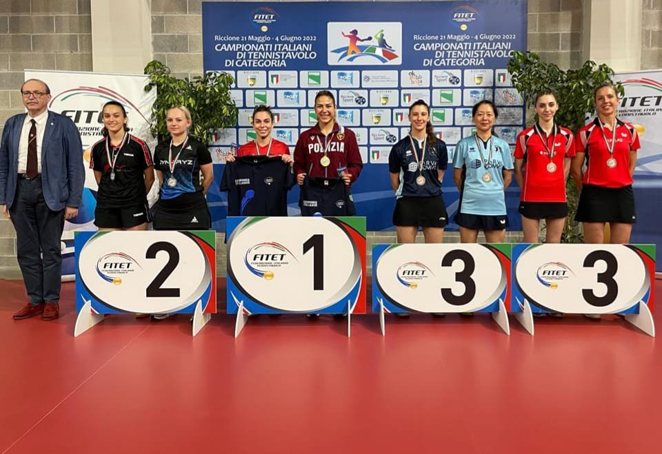 Campionati Italiani di Categoria di Riccione 2022 podio del doppio femminile di seconda categoria