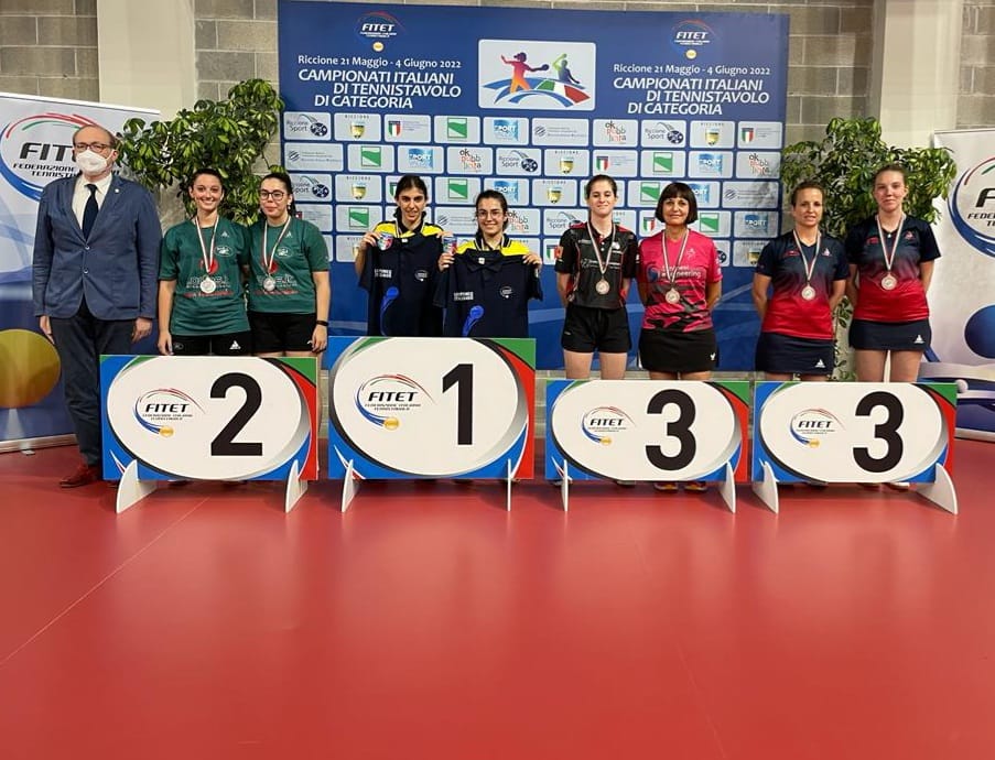 Campionati Italiani di Categoria di Riccione 2022 podio del doppio femminile di terza categoria