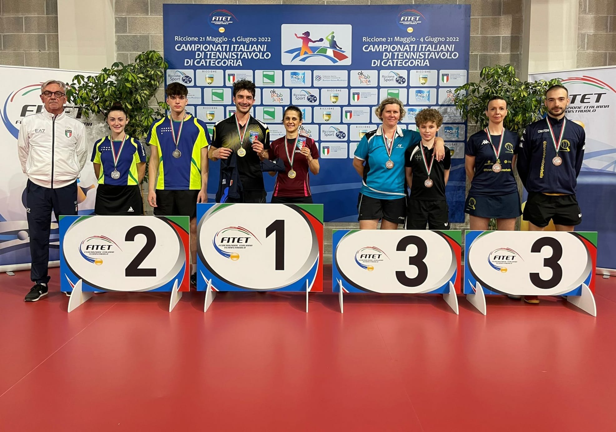 Campionati Italiani di Categoria di Riccione 2022 podio del doppio misto di terza categoria