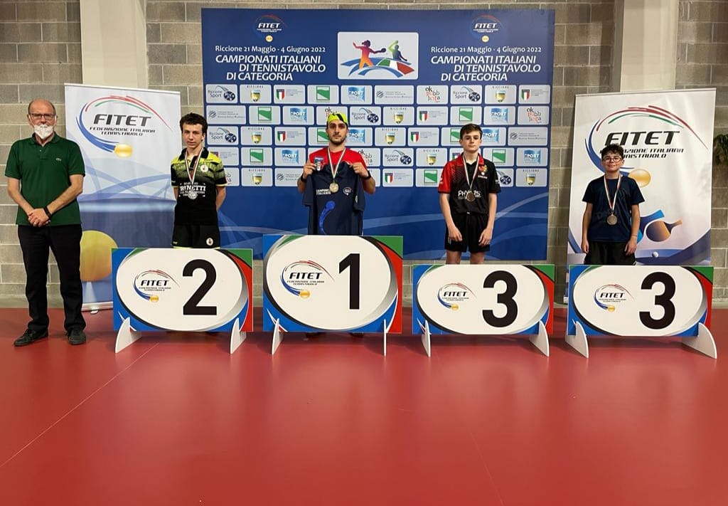 Campionati Italiani di Categoria di Riccione 2022 podio del singolare di sesta categoria