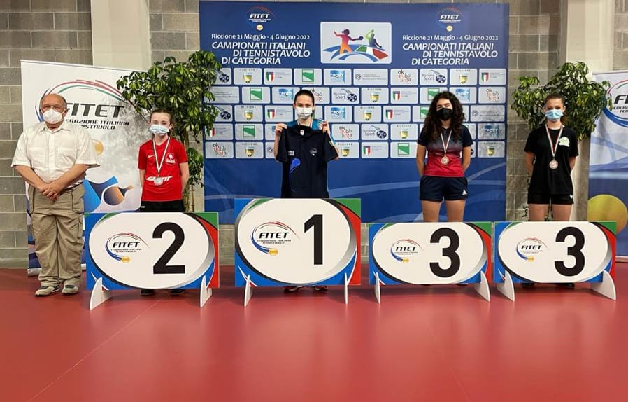 Campionati Italiani di Categoria di Riccione 2022 podio del singolare femminile di quinta categoria