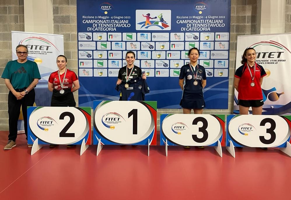 Campionati Italiani di Categoria di Riccione 2022 podio del singolare femminile di seconda categoria