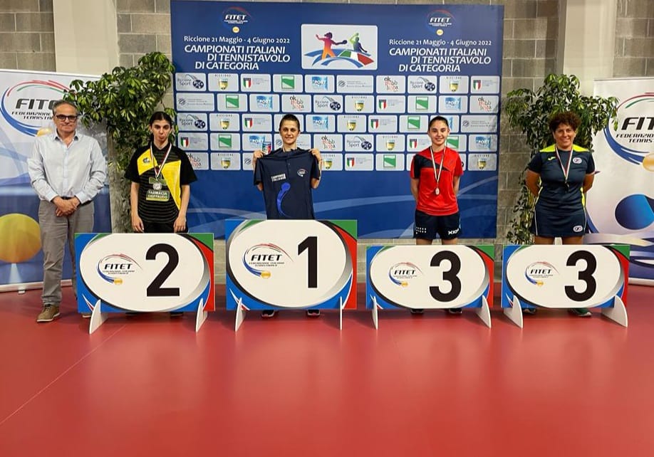 Campionati Italiani di Categoria di Riccione 2022 podio del singolare femminile di terza categoria