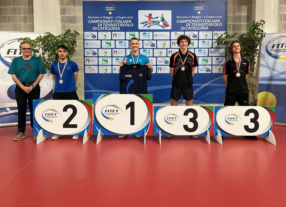Campionati Italiani di Categoria di Riccione 2022 podio del singolare maschile di seconda categoria