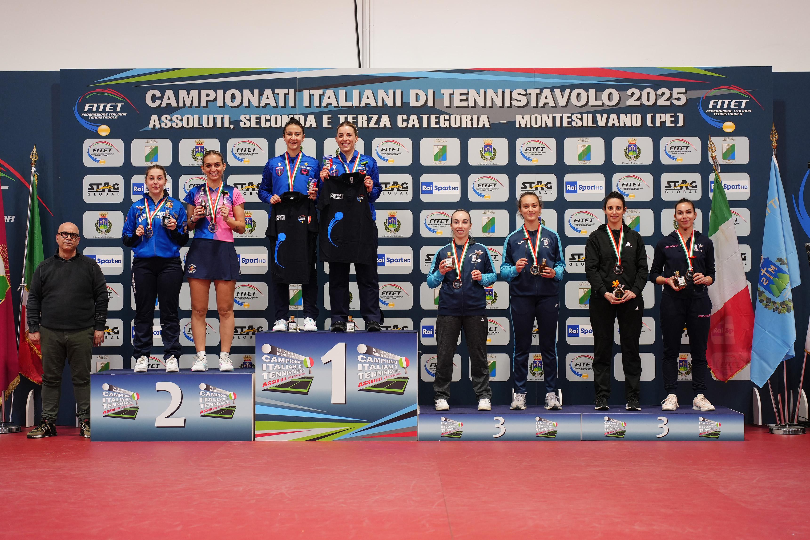 Campionati Italiani di Montesilvano 2025 podio del doppio femminile assoluto