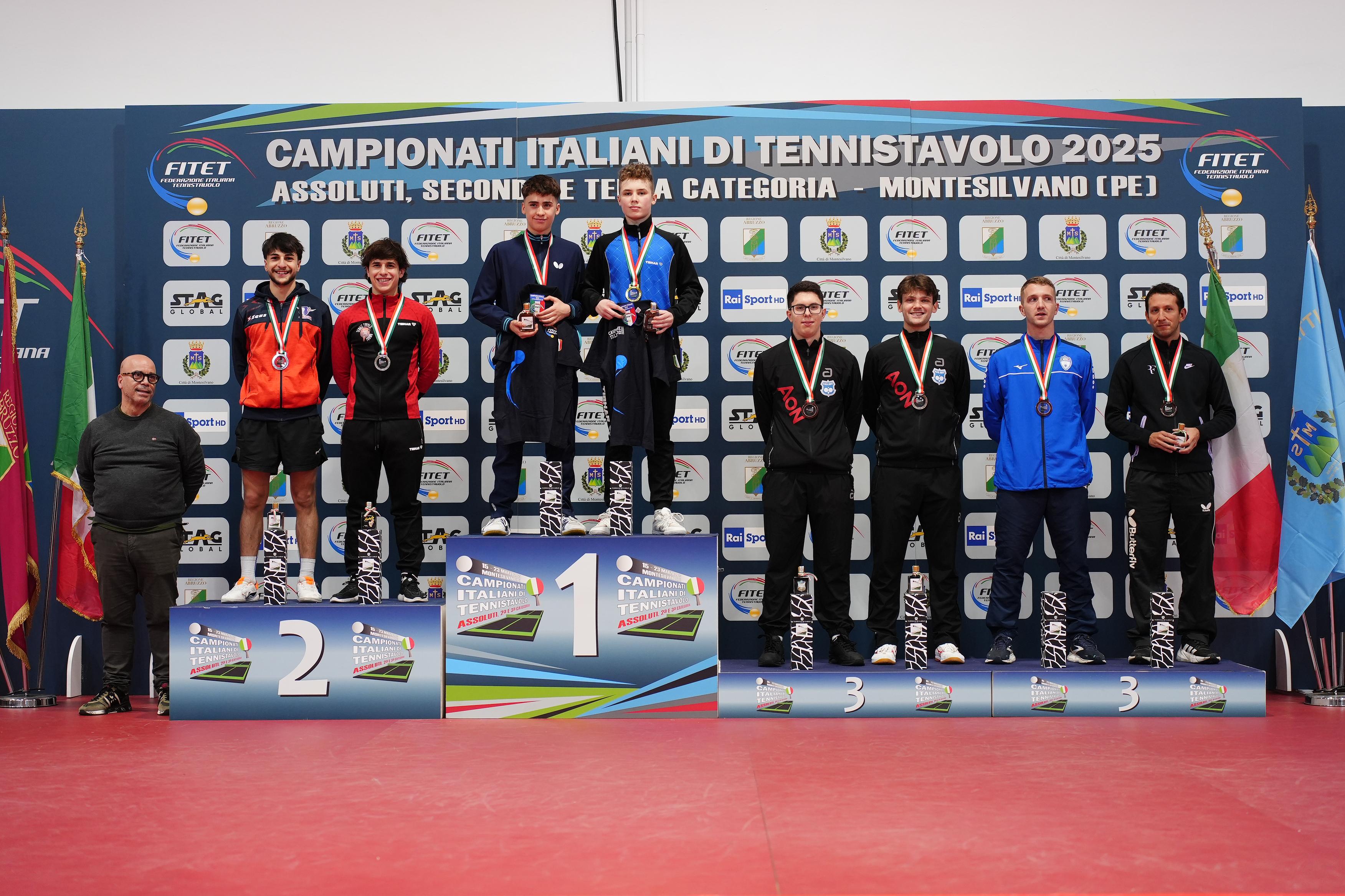 Campionati Italiani di Montesilvano 2025 podio del doppio maschile di seconda categoria