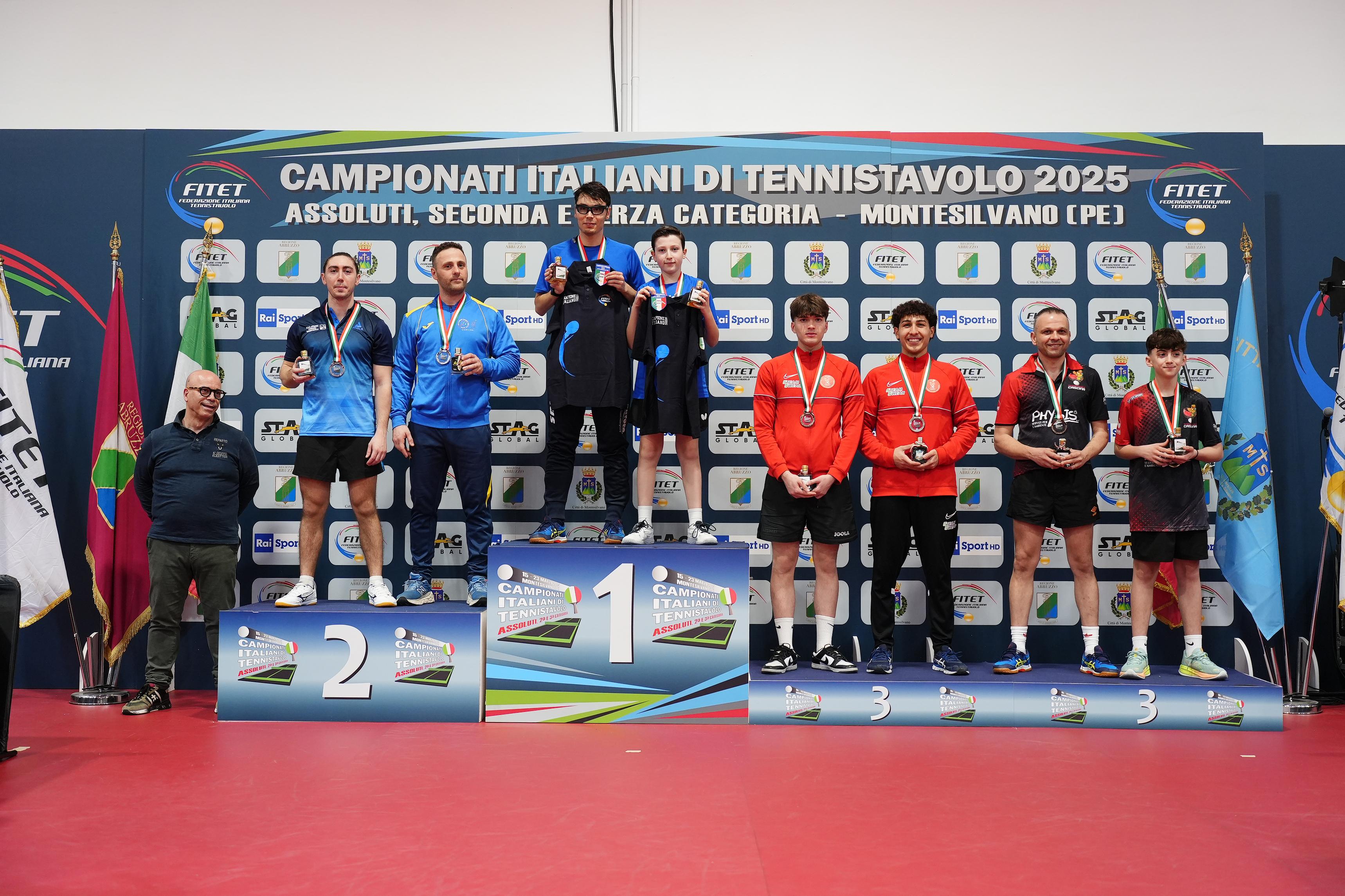 Campionati Italiani di Montesilvano 2025 podio del doppio maschile di terza categoria
