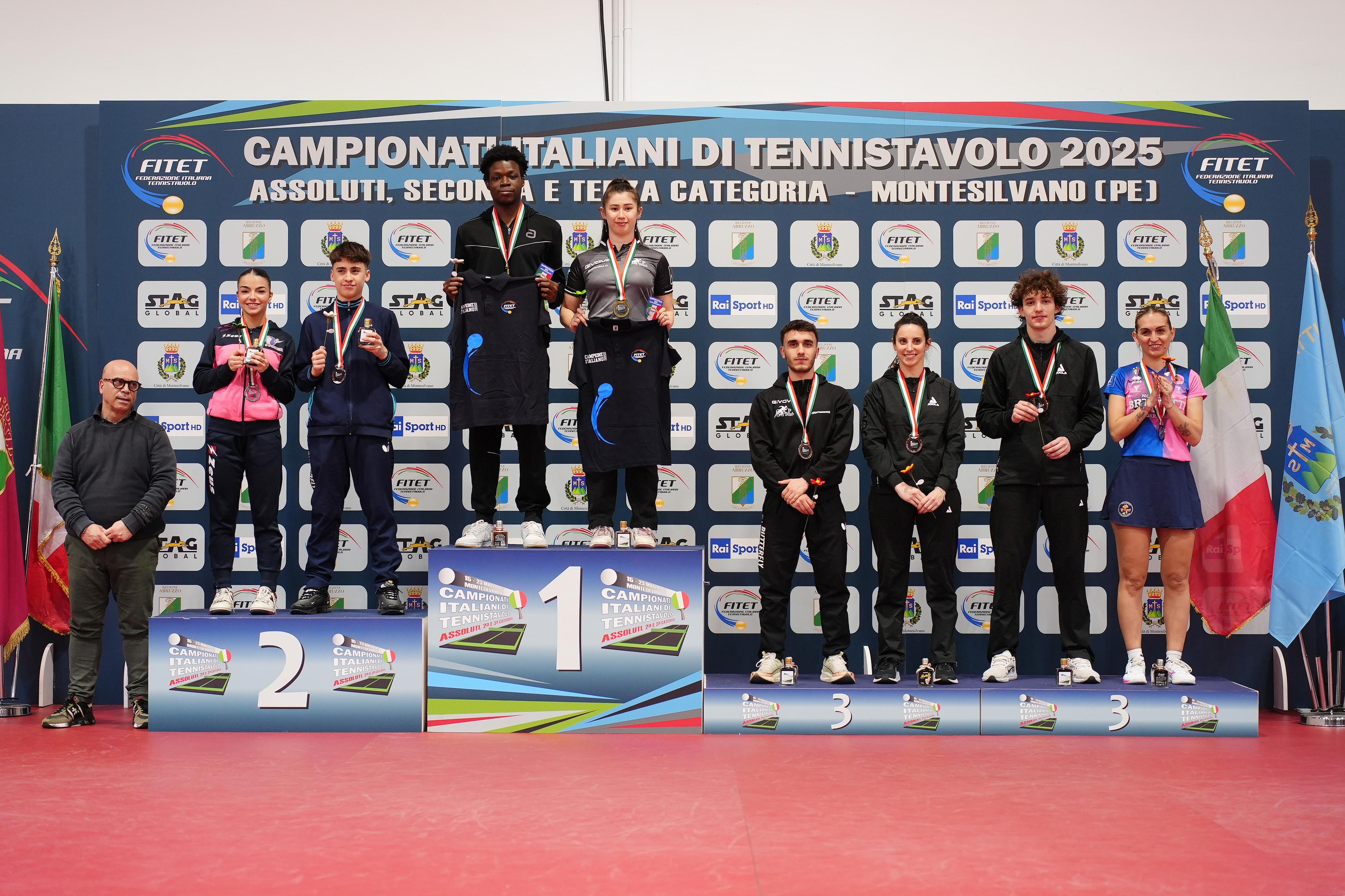 Campionati Italiani di Montesilvano 2025 podio del doppio misto assoluto