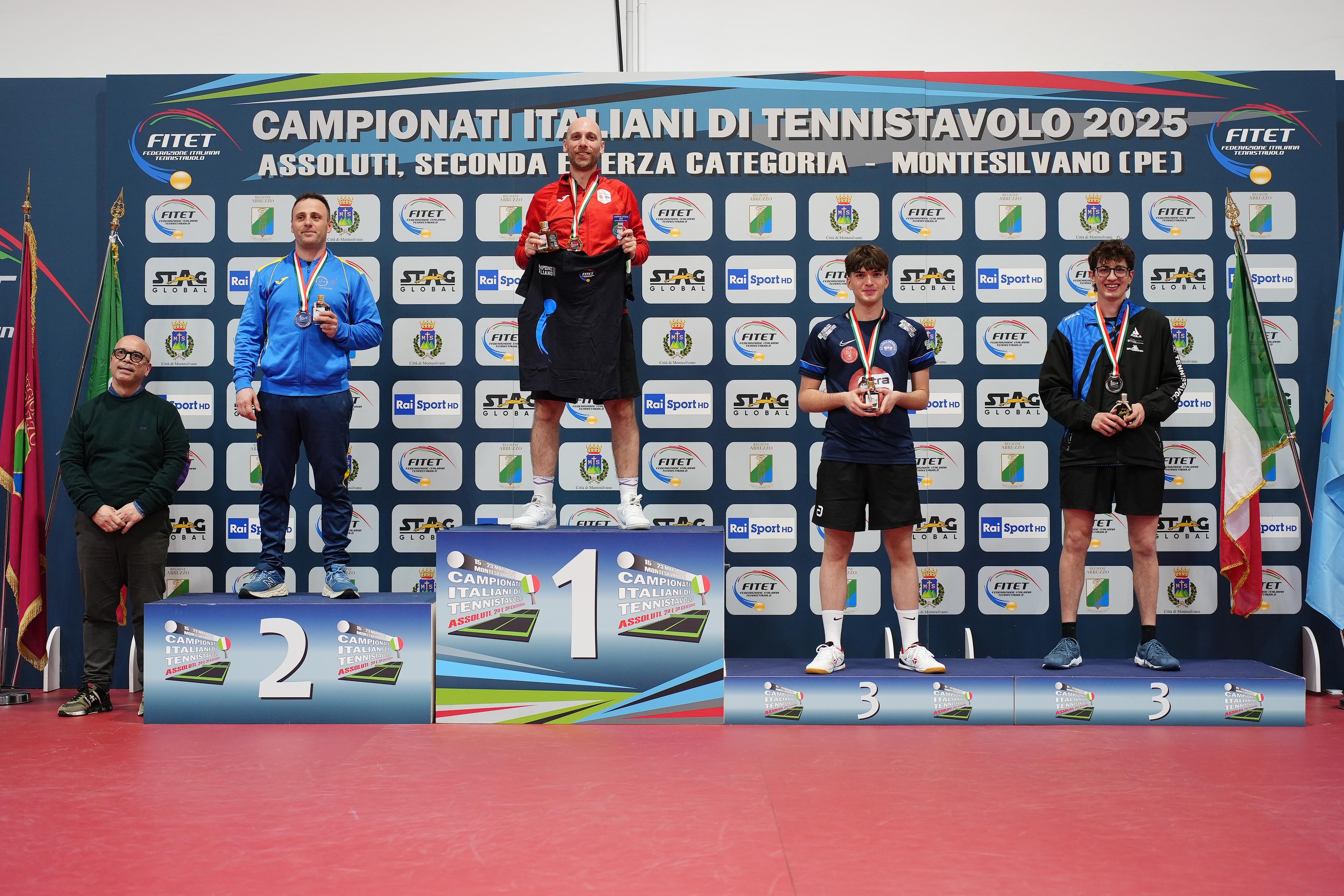 Campionati Italiani di Montesilvano 2025 podio del singolare maschile di terza categoria