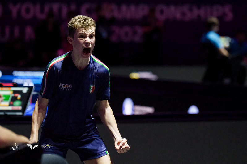 Campionati Mondiali Giovanili di Cluj Napoca 2025 gli azzurri Under 15 Danilo Faso esulta