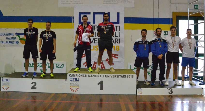 Campionati Nazionali Universitari 2018 podio doppio maschile 2