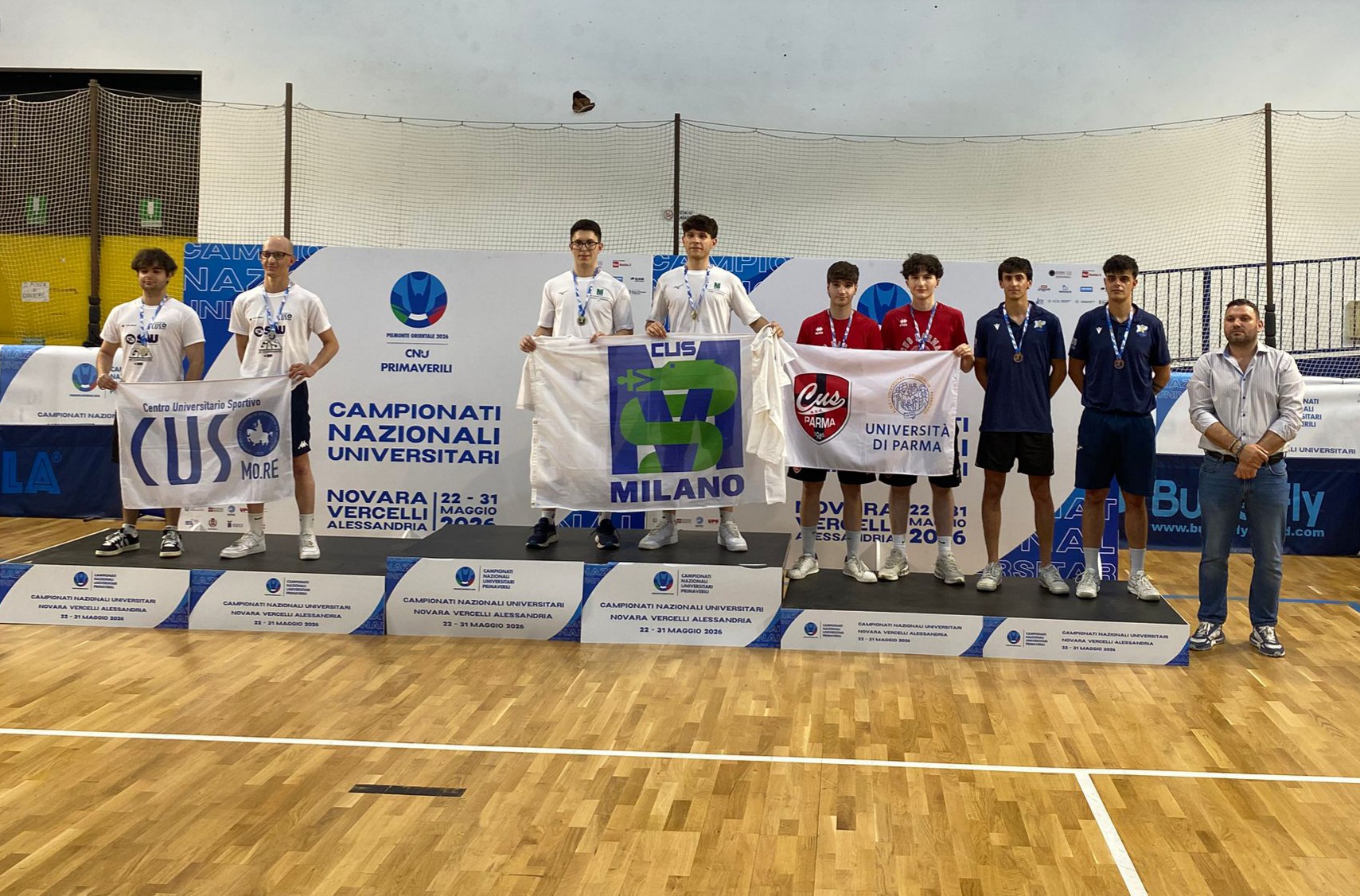 Campionati Nazionali Universitari di Novara 2026 podio del doppio maschile