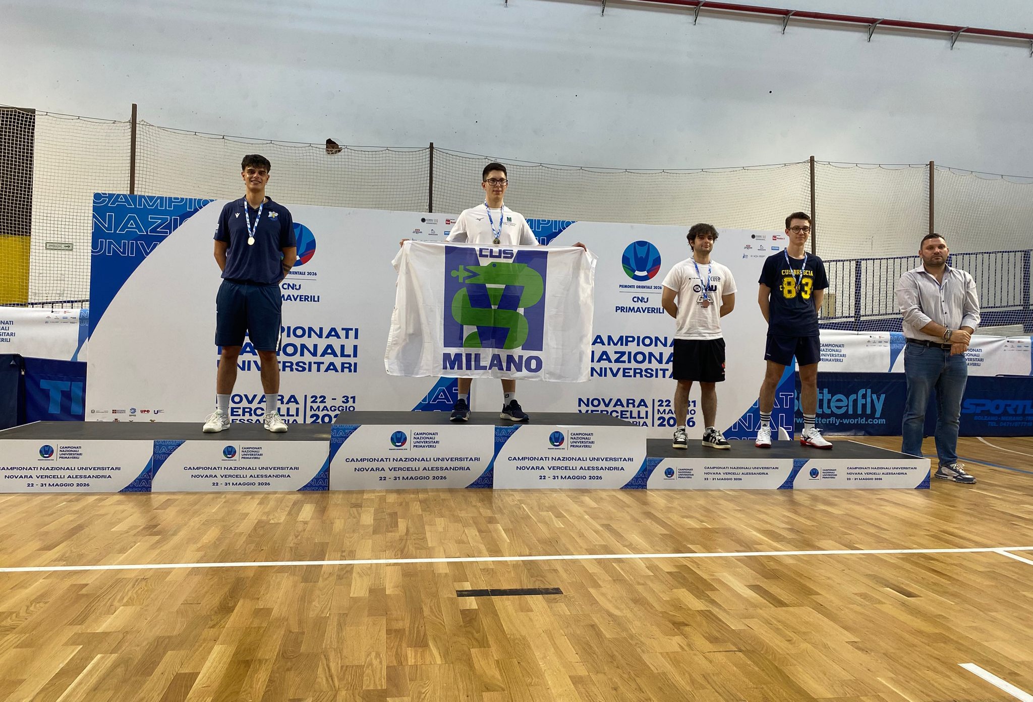 Campionati Nazionali Universitari di Novara 2026 podio del singolare maschile