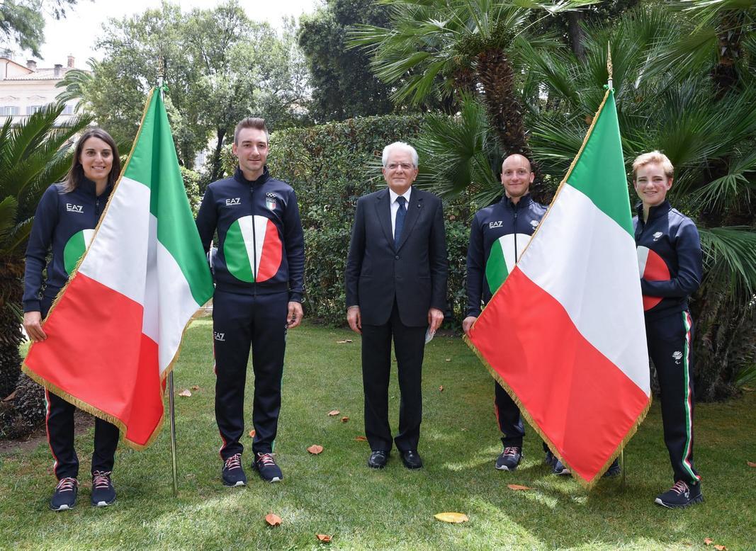 Consegna bandiere da presidente Sergio Mattarella Olimpiadi e Paralimpiadi