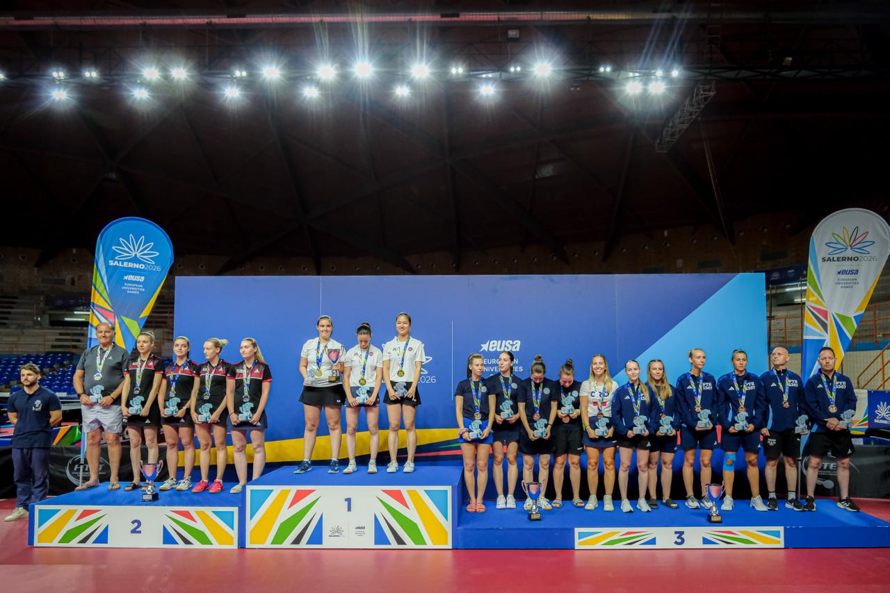 EUG Salreno 2026 foto del podio della gara a squadre femminile