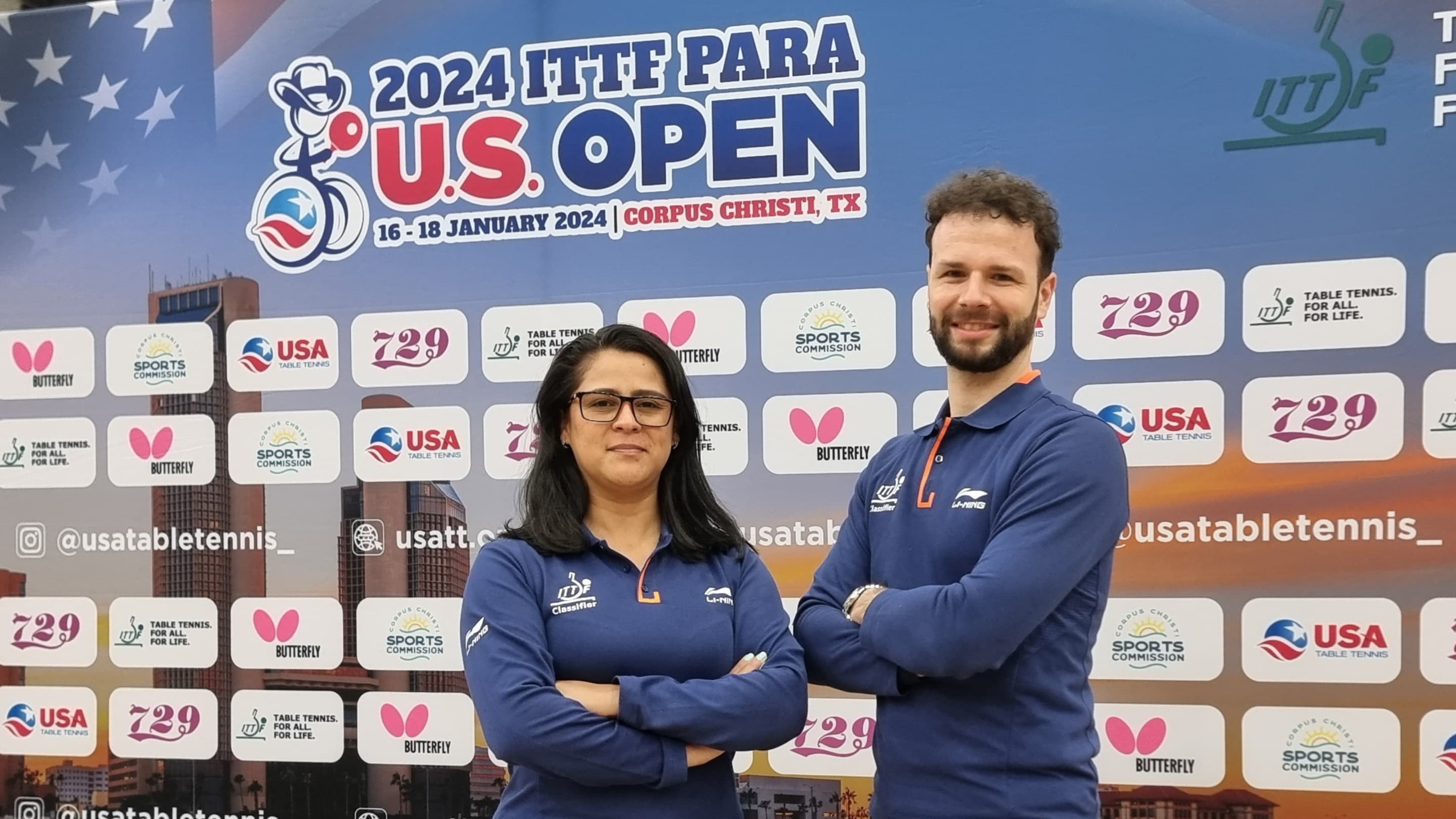 Federico Puglisi allITTF Para US Open 2024 con la collega costaricana Cristina Sequeira